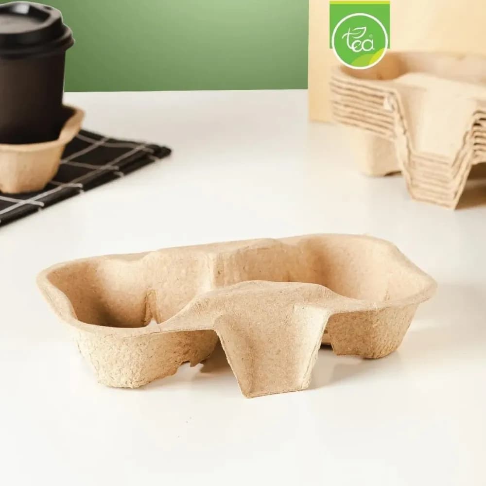 Moulded Pulp Cup Tray, 2 Cups